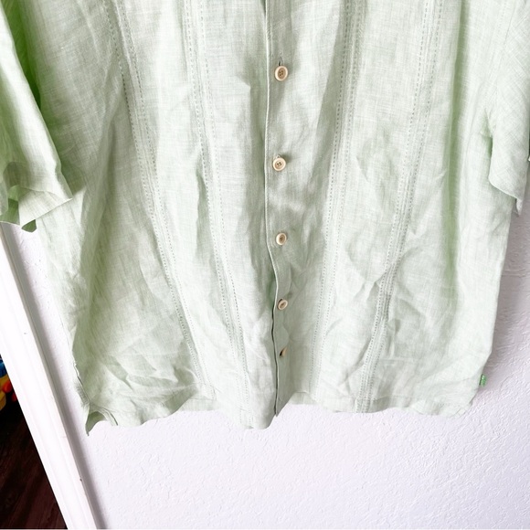 Tommy Bahama Shirt Men's Large 100% Linen Green Button Down Resortwear Tropical - Picture 4 of 10
